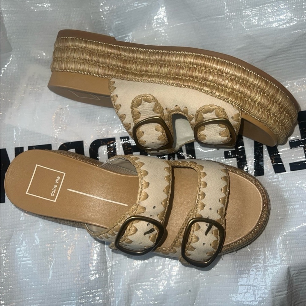 Dolce Vita Cream and Gold Sandals